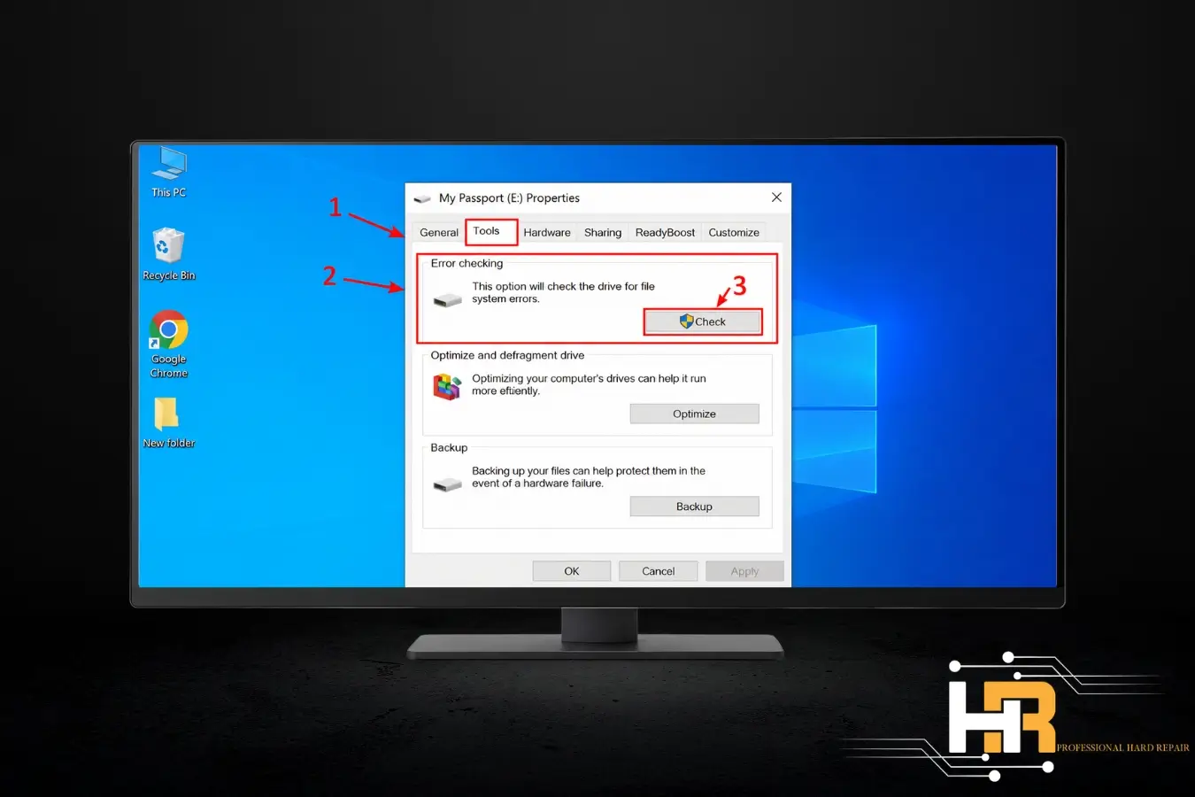 تعمیر نرمافزاری هارد در خانه با ابزار error checking